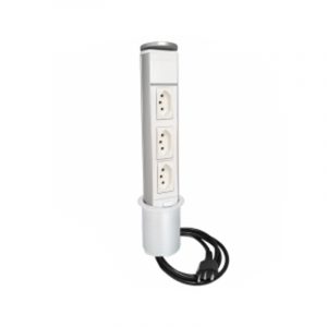 MINI TOTEM MESA MANUAL BRANCO  (3 TOMADAS)